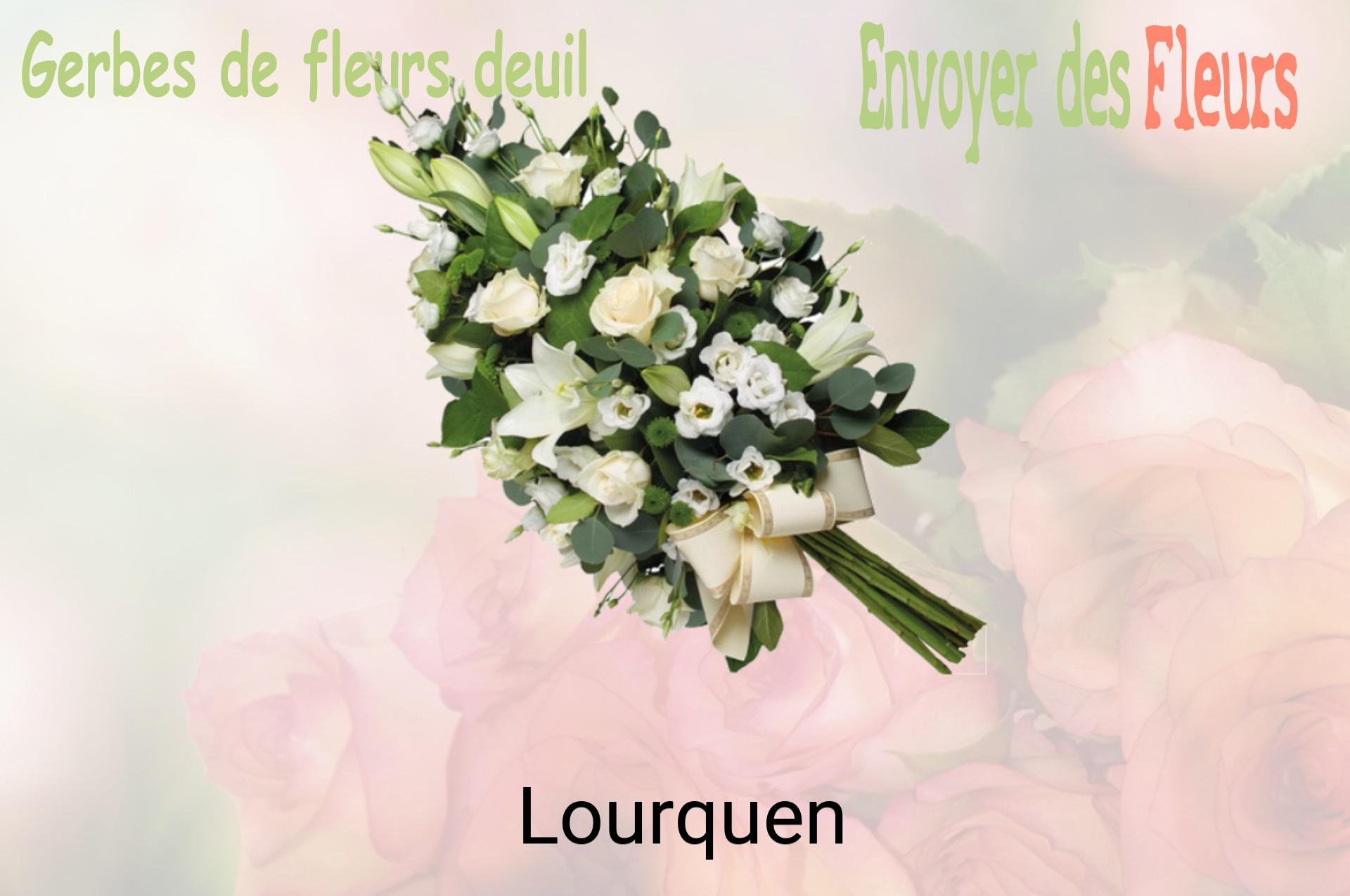 Gerbe de fleurs de deuil livrée à Lourquen